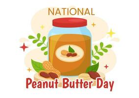 National Peanut Butter Day Vector Illustration on 24 January with Jar of Peanuts Butters for Poster or Banner in Flat Cartoon Background Design