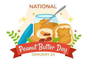 National Peanut Butter Day Vector Illustration on 24 January with Jar of Peanuts Butters for Poster or Banner in Flat Cartoon Background Design