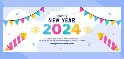 Happy New Year Cover Illustration Flat Cartoon Hand Drawn Templates Background vector