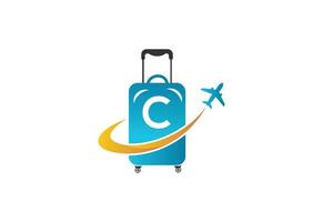 Creative Initial Letter C Air Travel Logo Design Template. vector