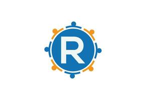 Abstract Initial Letter R Connecting People Logo. vector