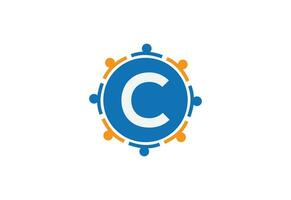 Abstract Initial Letter C Connecting People Logo. vector