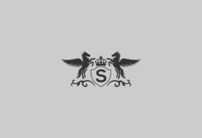 letter S and pegasus logo vector. horse logo. vector