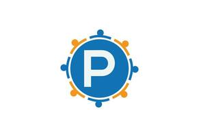 Abstract Initial Letter P Connecting People Logo. vector