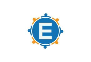 Abstract Initial Letter E Connecting People Logo. vector