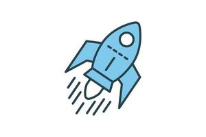 Rocket ship icon. icon related to speed. suitable for web site, app, user interfaces, printable etc. Flat line icon style. Simple vector design editable