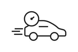 Car speed icon. car with speedometer. icon related to speed. suitable for web site, app, user interfaces, printable etc. Line icon style. Simple vector design editable