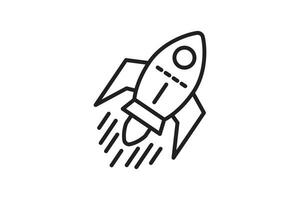 Rocket ship icon. icon related to speed. suitable for web site, app, user interfaces, printable etc. Line icon style. Simple vector design editable