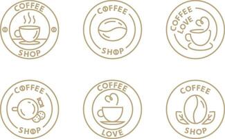 Vector coffee logo set template for cafe in modern line design.