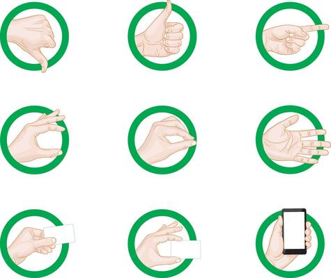 business hand gestures icons green