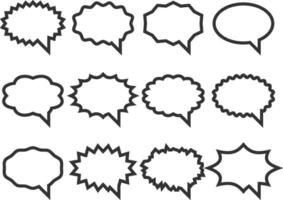 Set talk bubbles speech vector. Blank empty bubble icon design elements. Chat on line symbol template. Collection dialogue balloon stickers silhouette. vector