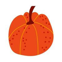 Vector pumpkin in flat style. Cute pumpkin on white isolated background. Object on autumn theme.