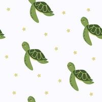 Seamless children's pattern with cute turtles. Marine-themed pattern with underwater animals. Texture for fabric, packaging, textiles, clothing. Vector illustration.