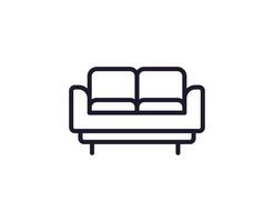 Sofa concept. Single premium editable stroke pictogram perfect for logos, mobile apps, online shops and web sites. Vector symbol isolated on white background.