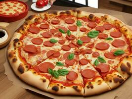 pizza beautiful close up image ai generated photo