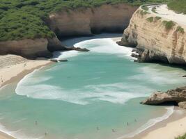 playa hermosa cerca arriba imagen ai generado foto