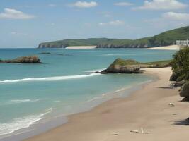 playa hermosa cerca arriba imagen ai generado foto