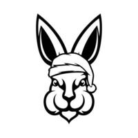 Rabbit Christmas Black and White vector