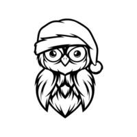 Owl Christmas Black and White vector