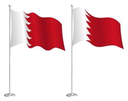 Bahrain flag on flagpole waving in wind. Holiday design element. Checkpoint for map symbols. Isolated vector on white background