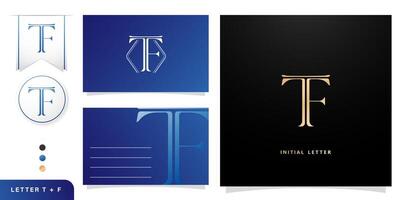 TF initial letters monogram logo type bundle. template logo with letter sign for business cards elements, branding company identity, advertisement materials golden foil, collages prints, ads campaigns vector