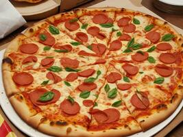 pizza beautiful close up image ai generated photo