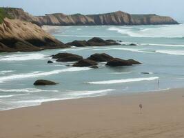 playa hermosa cerca arriba imagen ai generado foto