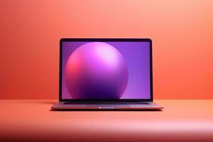 Mockup of beautiful laptop with multicolor background, Generative AI illustration photo