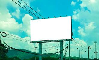 Blank billboard for advertisement. sky background. photo