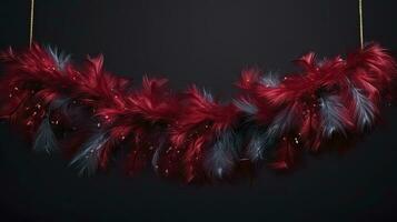 of Tinsel Christmas decorations, AI Generated. photo
