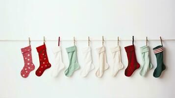 of Stockings Christmas decorations, AI Generated. photo