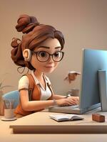 3d cartoon character and computer with open pages web analytics seo optimization dashboard photo