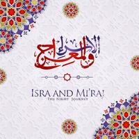 Al-Isra wal Mi'raj. Translate Night journey of Prophet Muhammad Vector Illustration For greeting card Template