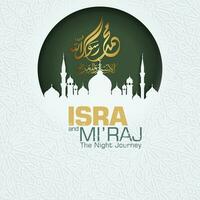 Translate Night journey of Prophet Muhammad  greeting card template vector