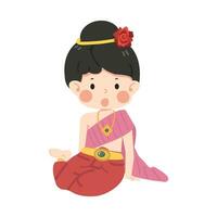Kid girl in Thai traditional costume vector