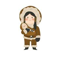 eskimo Inuit mother and child vector