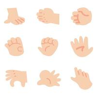 Different hand gestures cartoon set vector