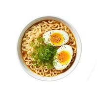 Ramen isolated on white background. Japanese traditional soup. Generative AI photo