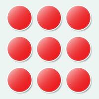 Set of red empty circle sticker, vector illustration EPS10