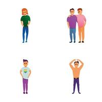 Lgbt icons set cartoon vector. Lgbt community representative vector