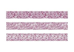 set of tangle wavy hair seamless pattern border. curly line hair pattern border vector decoration