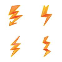 Lightning sign icons set cartoon vector. Natural phenomenon vector