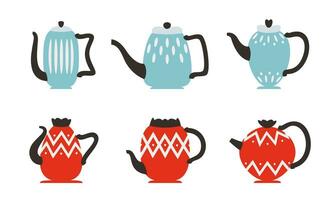 Set of different teapots. vector