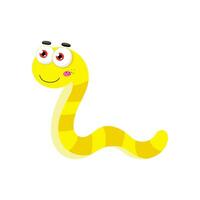 Cartoon earthworm with big eyes. Kids drawing.Cartoon Vector illustration Isolated on White Background