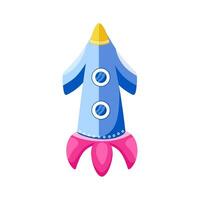 Flying rocket isolated on white background Cute design for children's fashion fabrics, textile graphics, prints. Vector illustration