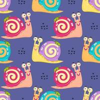 Seamless pattern with cute snail. For card, posters, printing on the pack, clothes, fabric, wallpaper, textile or dishes. vector