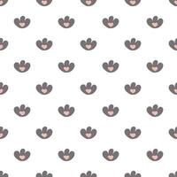 Hand drawn cat vector seamless pattern of funny cartoon cat's paw and hearts