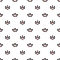 Hand drawn cat vector seamless pattern of funny cartoon cat's paw and hearts