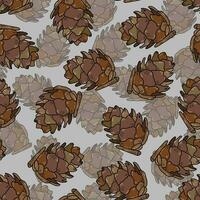 Pine cone seamless pattern. Botanical hand drawn vector background.