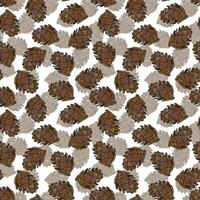 Hand drawn vector seamless pattern with pine cones